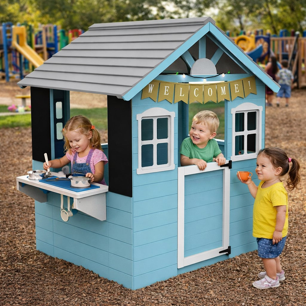 Benbo Kids fa gyermek játszóház kertbe – kb. 110 × 103 × 138 cm