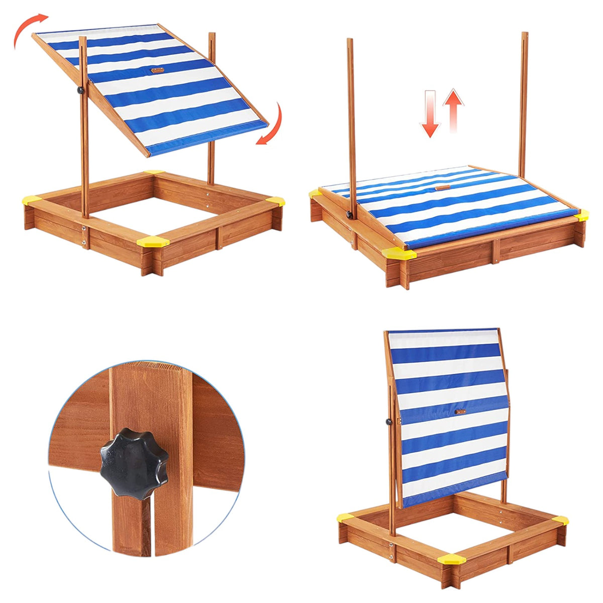 Benbo Kids fa gyermek homokozó 360°-ban állítható anti-UV napellenzővel – 118 × 118 cm