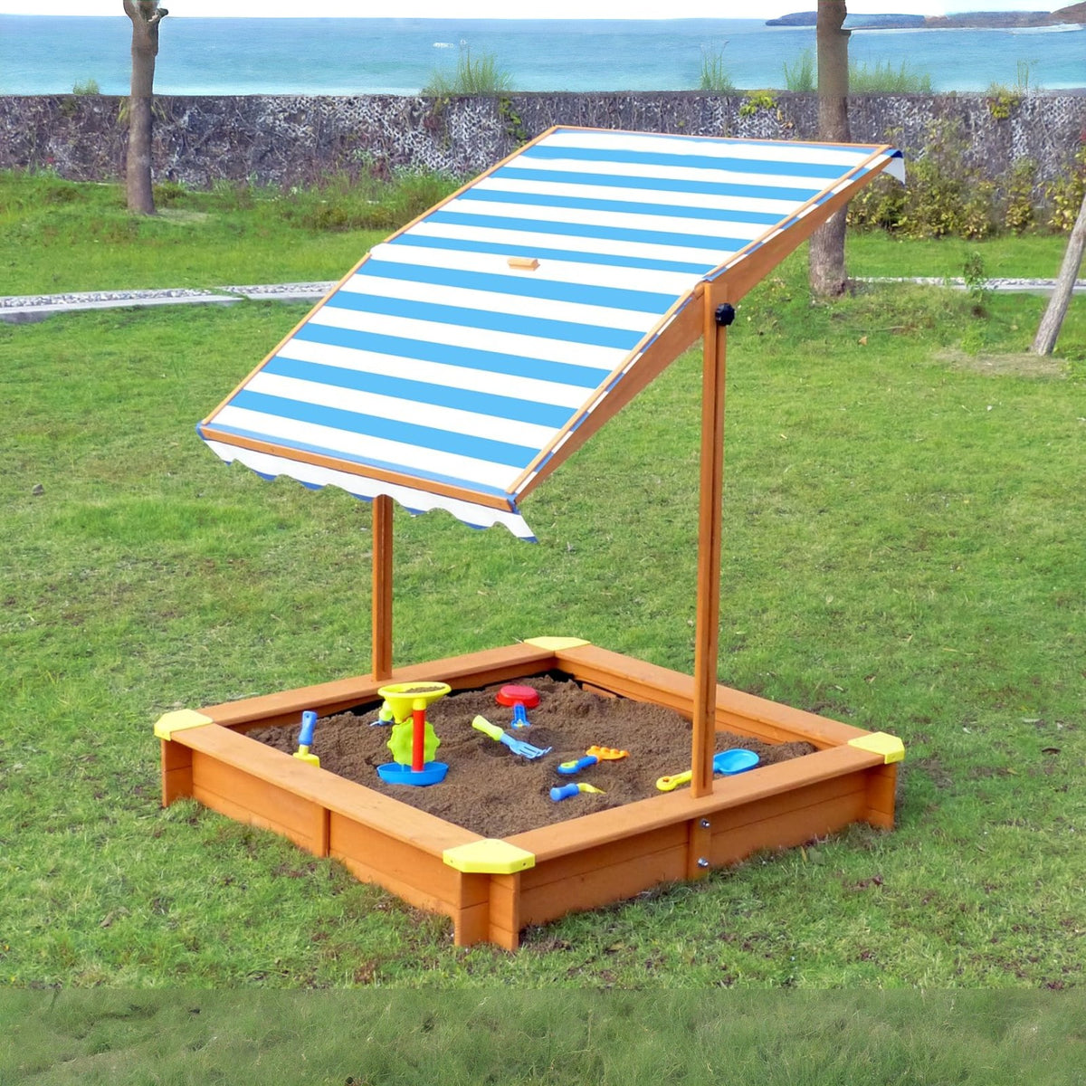 Benbo Kids fa gyermek homokozó 360°-ban állítható anti-UV napellenzővel – 118 × 118 cm