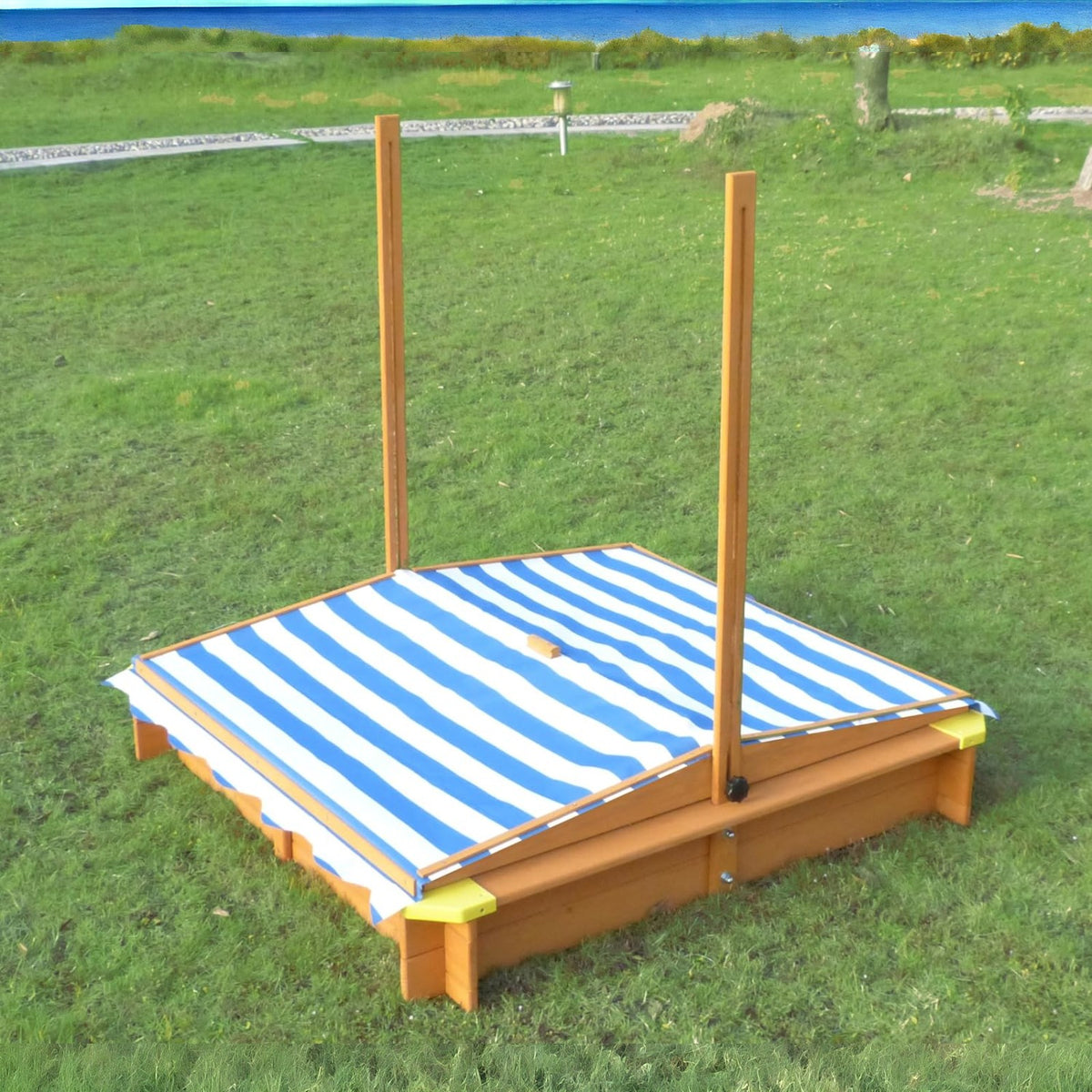 Benbo Kids fa gyermek homokozó 360°-ban állítható anti-UV napellenzővel – 118 × 118 cm