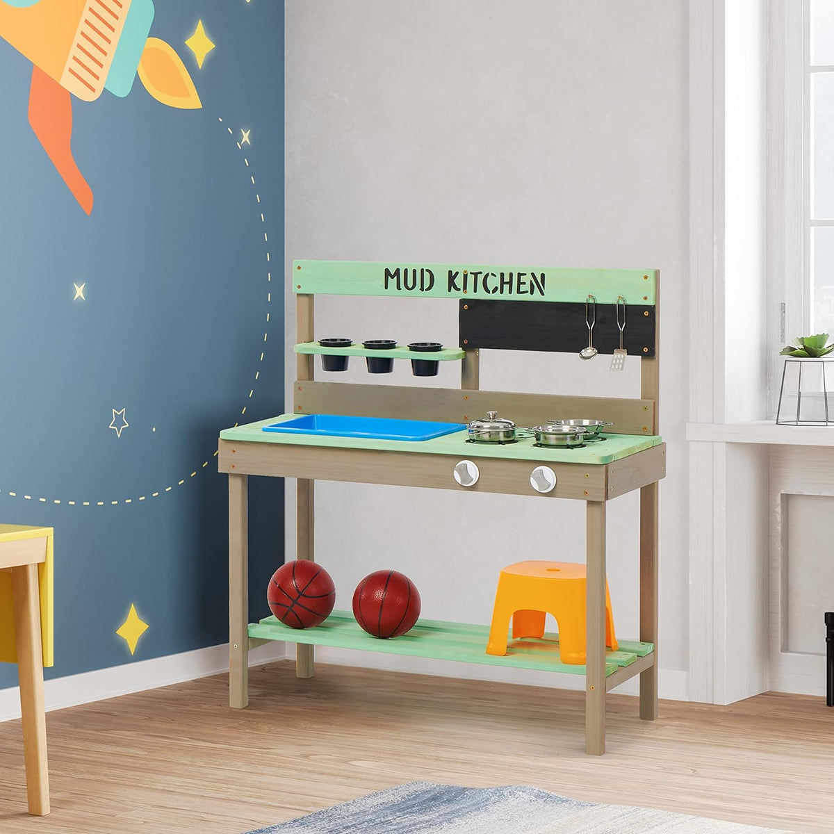 Benbo Kids fa kültéri játékkonyha mosogatóval és kiegészítőkkel
