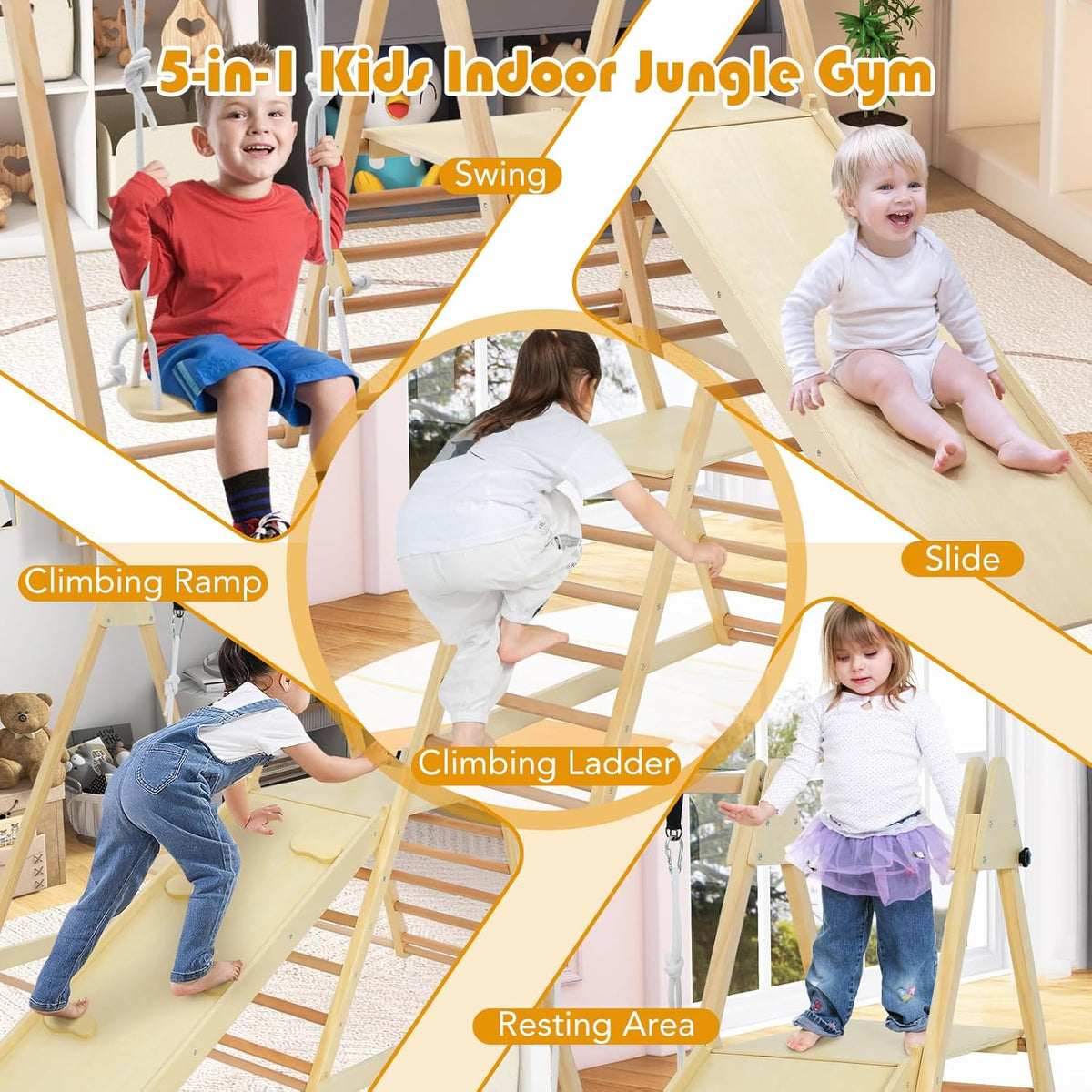 Benbo Kids 4 az 1-ben fa mászó- és hintaszett – hinta, csúszda, mászóka és kétoldalas rámpa