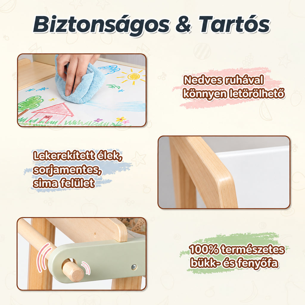 Benbo Kids 3 az 1-ben aktivitásasztal 2 székkel – homok- és vízjátékkal, fehér- és krétatáblával