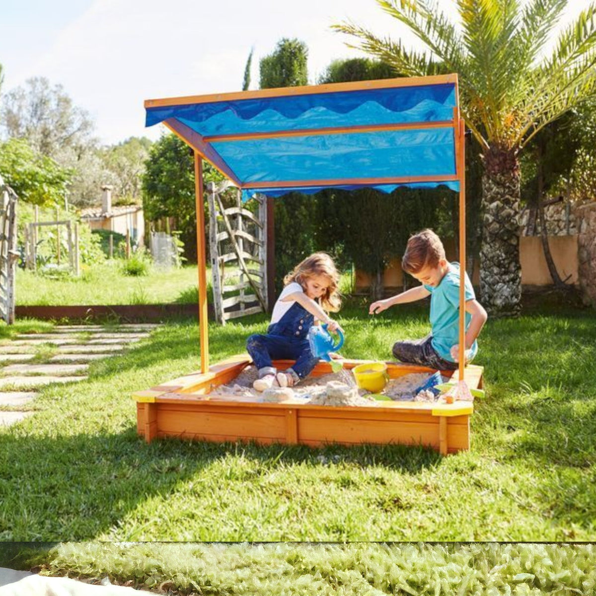 Benbo Kids fa homokozó állítható UV 30+ napellenzővel és takaróval – 112 × 112 cm