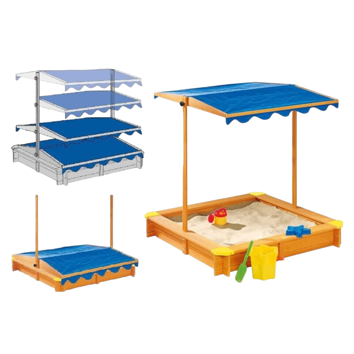 Benbo Kids fa homokozó állítható UV 30+ napellenzővel és takaróval – 112 × 112 cm