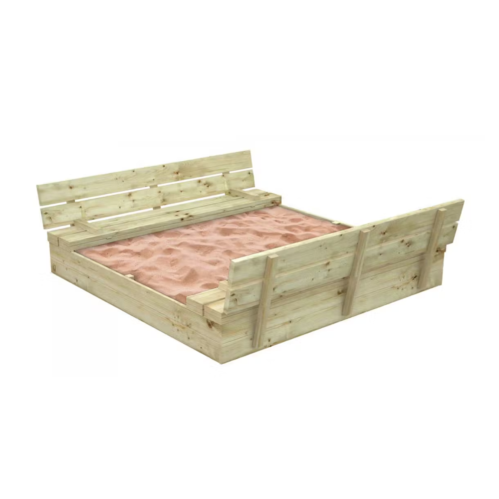 Benbo Kids nagy fa homokozó padokkal és összecsukható fedéllel – 157 × 157 cm