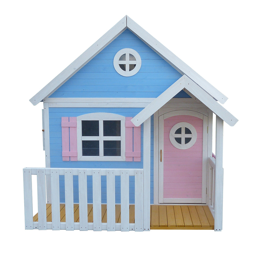 Benbo Kids nagy fa kerti játszóház verandával – 194 × 229 × 210 cm