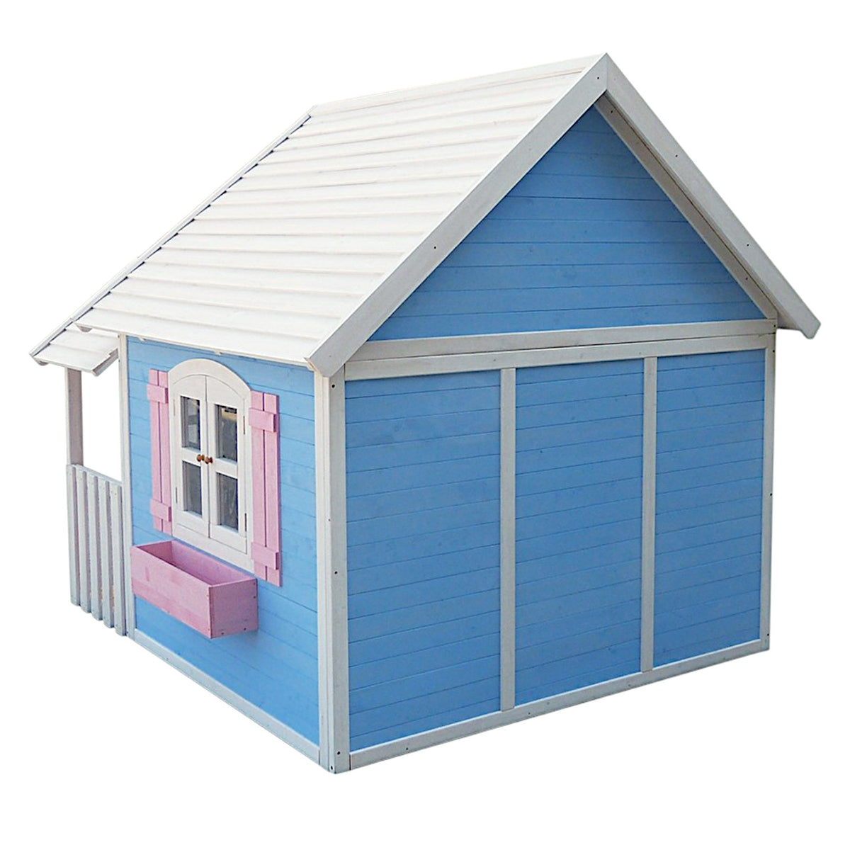 Benbo Kids nagy fa kerti játszóház verandával – 194 × 229 × 210 cm