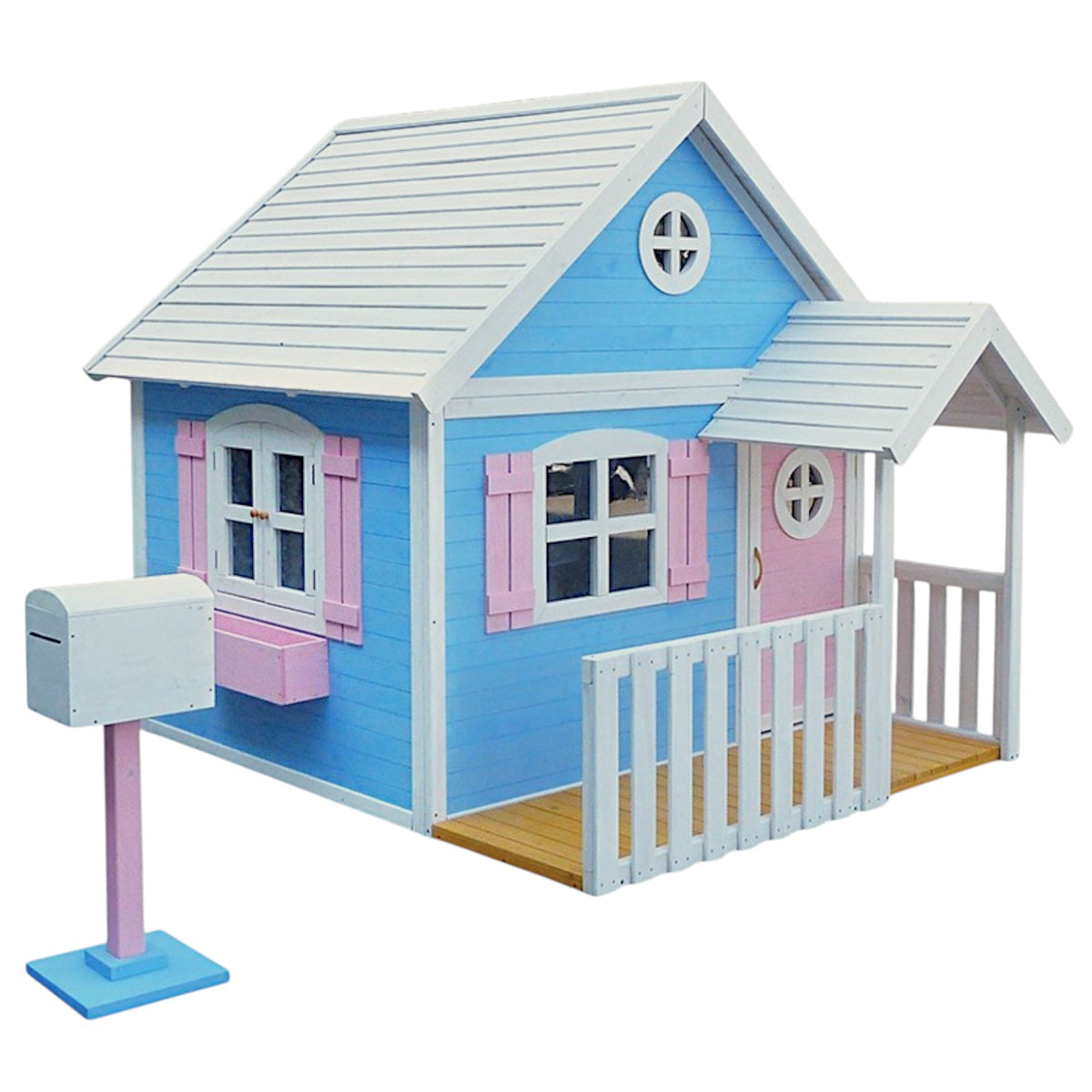 Benbo Kids nagy fa kerti játszóház verandával – 194 × 229 × 210 cm