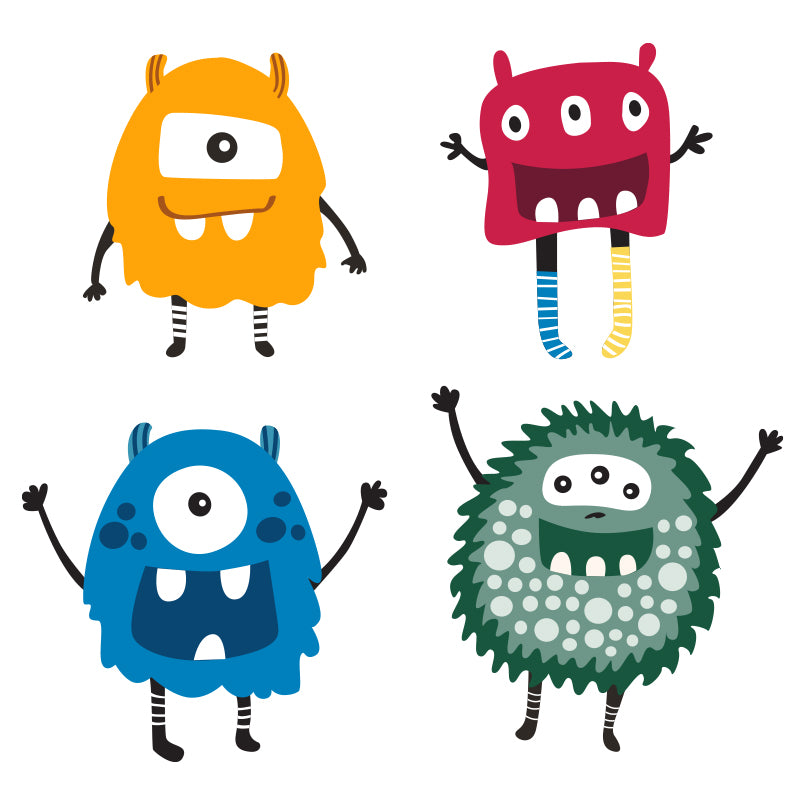 Benbo Kids MONSTER dekorációs falmatrica szett – 4 db, kék-sárga