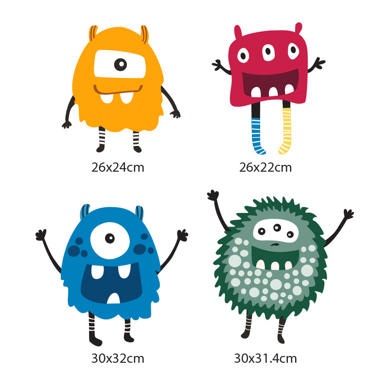 Benbo Kids MONSTER dekorációs falmatrica szett – 4 db, kék-sárga