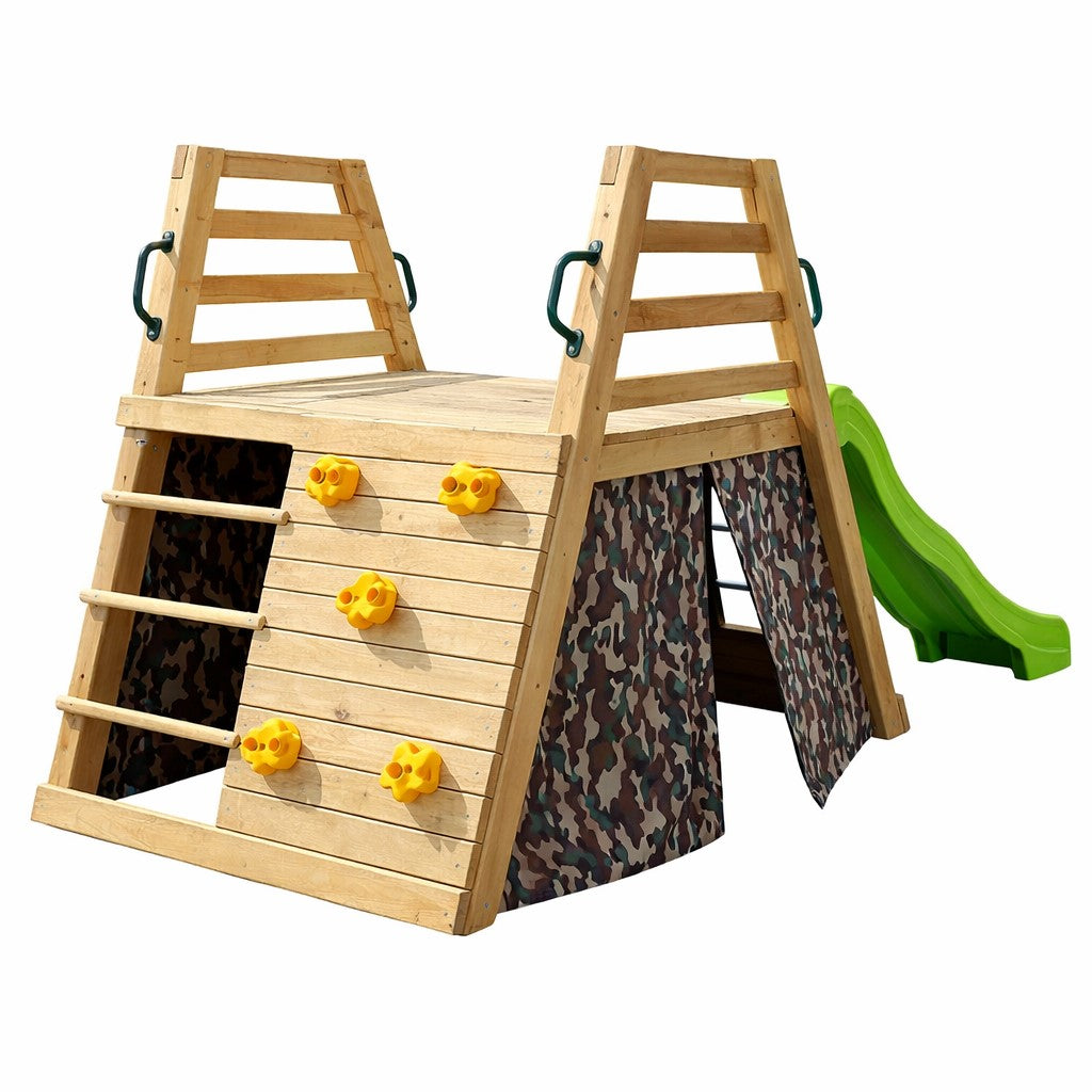 Benbo Kids fa kerti mászóka csúszdával és mászóhálóval