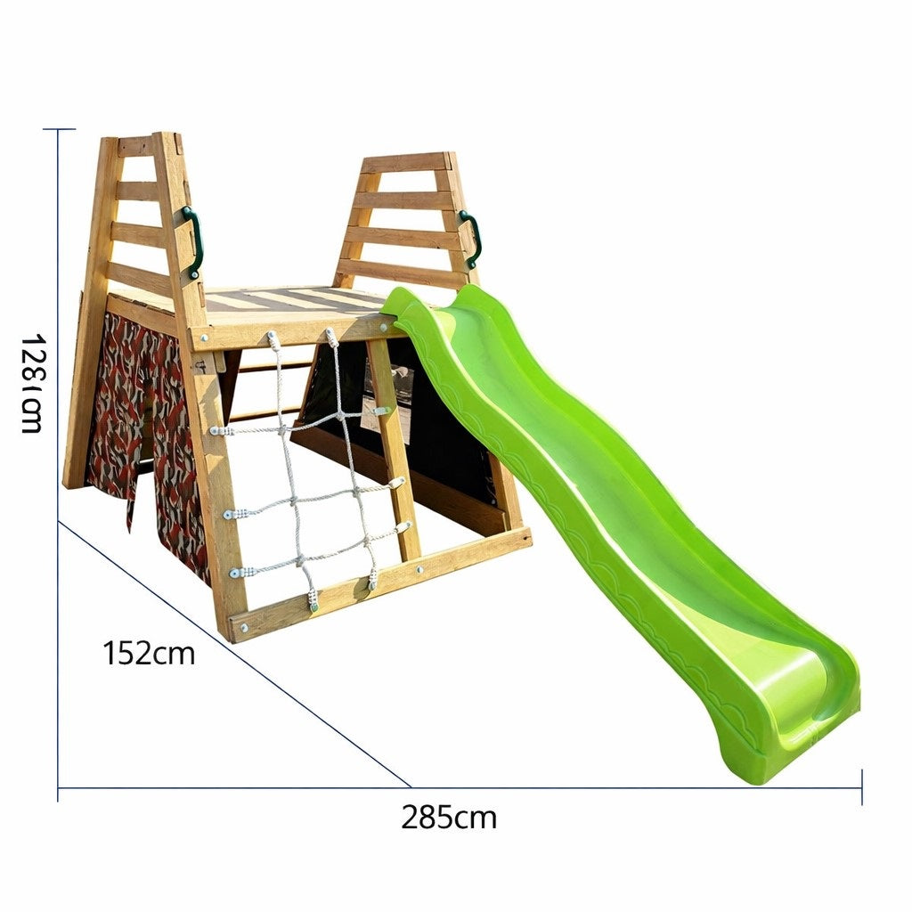 Benbo Kids fa kerti mászóka csúszdával és mászóhálóval