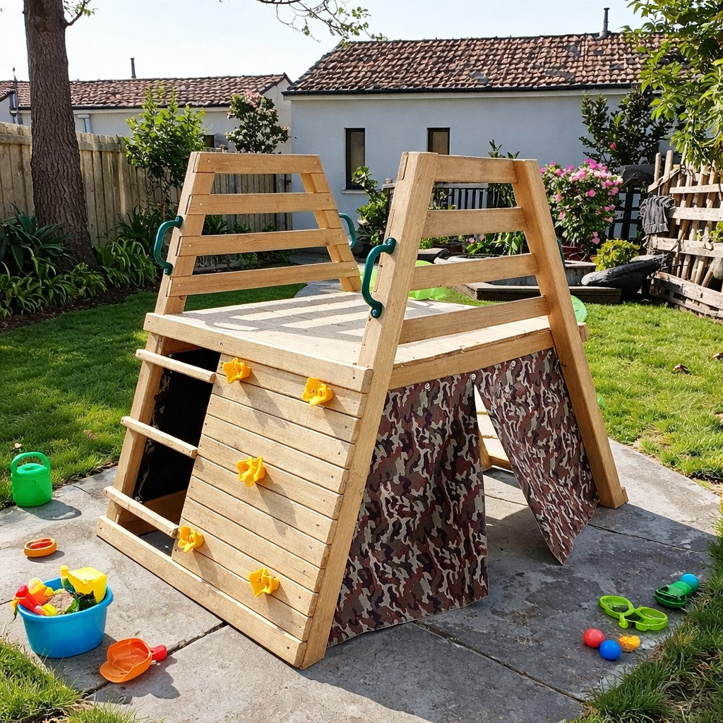 Benbo Kids fa kerti mászóka csúszdával és mászóhálóval