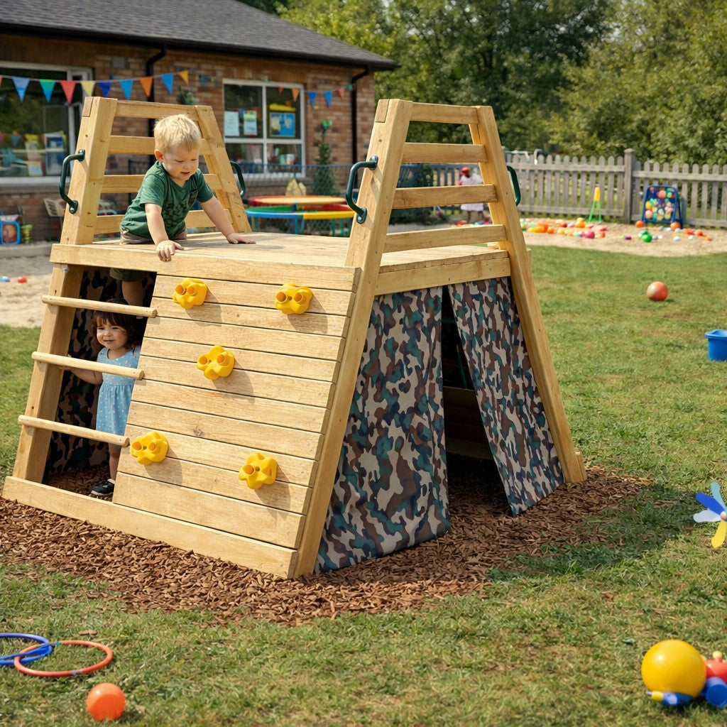 Benbo Kids fa kerti mászóka csúszdával és mászóhálóval