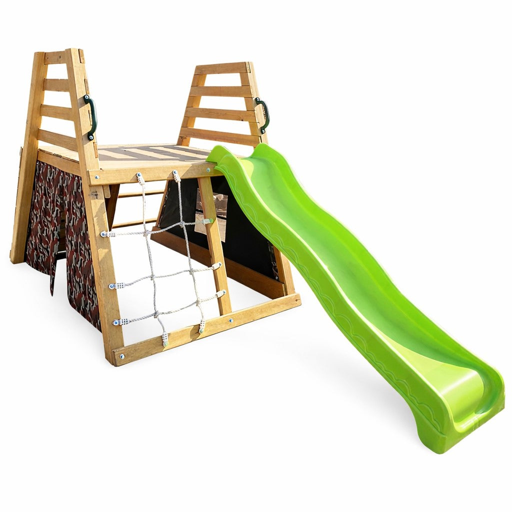 Benbo Kids fa kerti mászóka csúszdával és mászóhálóval