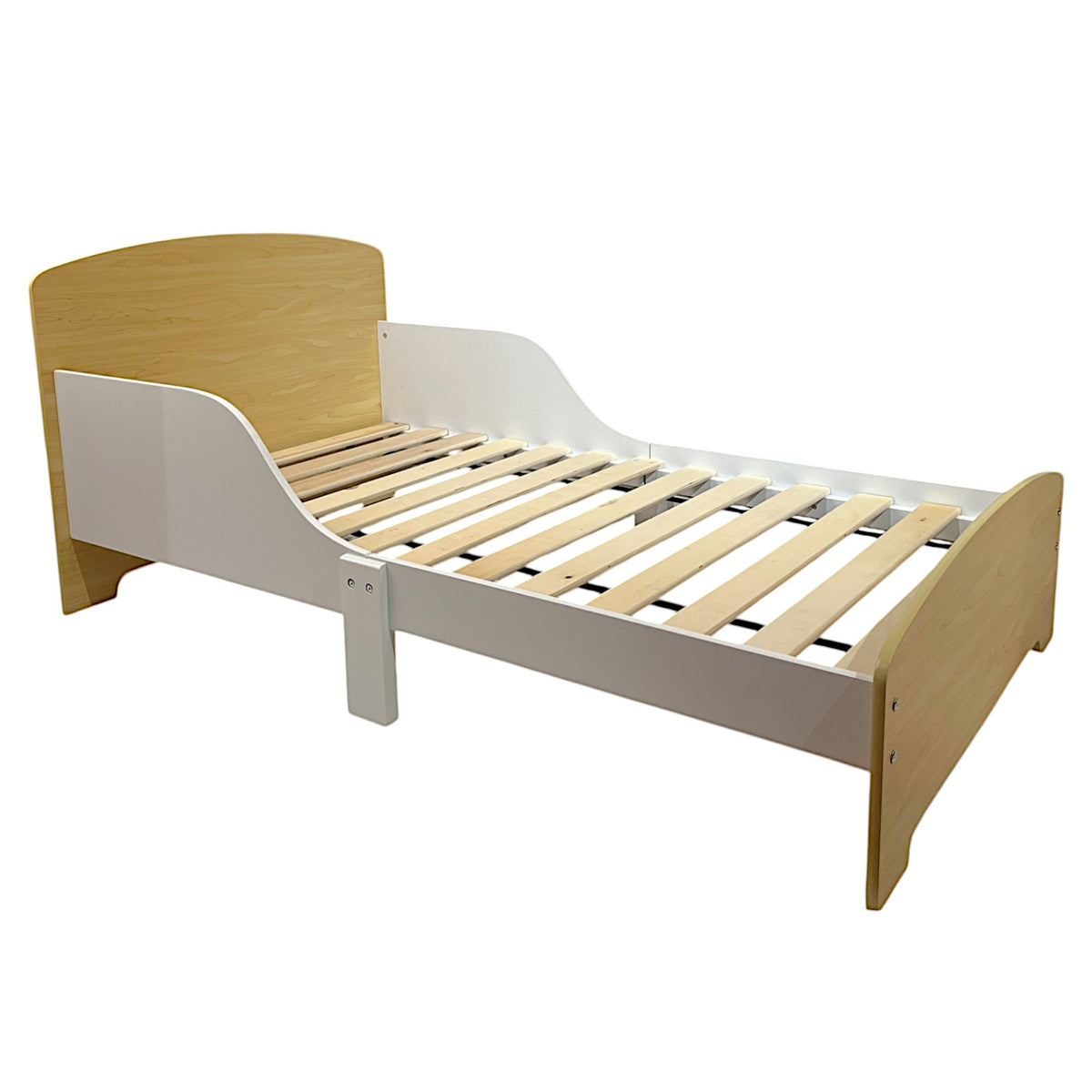 Benbo Kids gyermekágy leesésgátlóval és ágyráccsal – fehér-natúr, 140 × 70 cm