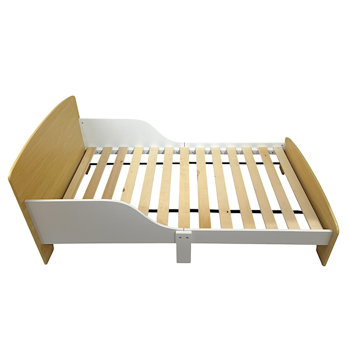 Benbo Kids gyermekágy leesésgátlóval és ágyráccsal – fehér-natúr, 140 × 70 cm