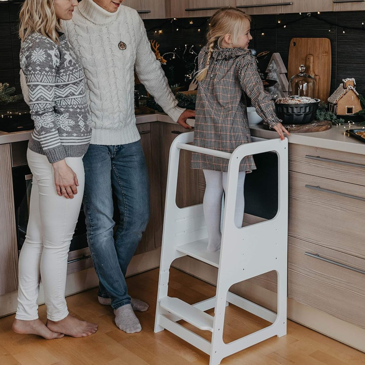 Benbo Kids állítható gyermek tanulótorony fekete krétatáblával – fehér, 1–4 éves korig