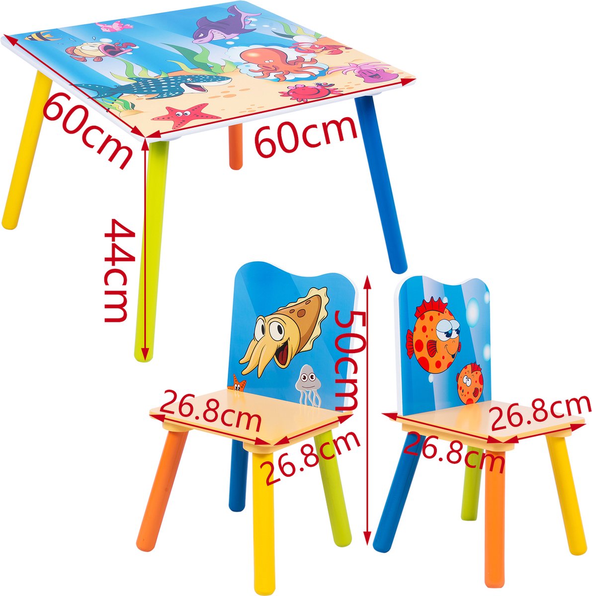 Benbo Kids SEA LIFE gyermekasztal 2 székkel – tengeri állatos