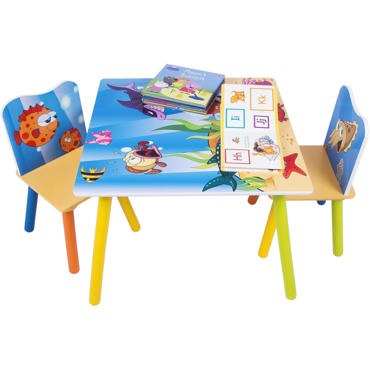 Benbo Kids SEA LIFE gyermekasztal 2 székkel – tengeri állatos