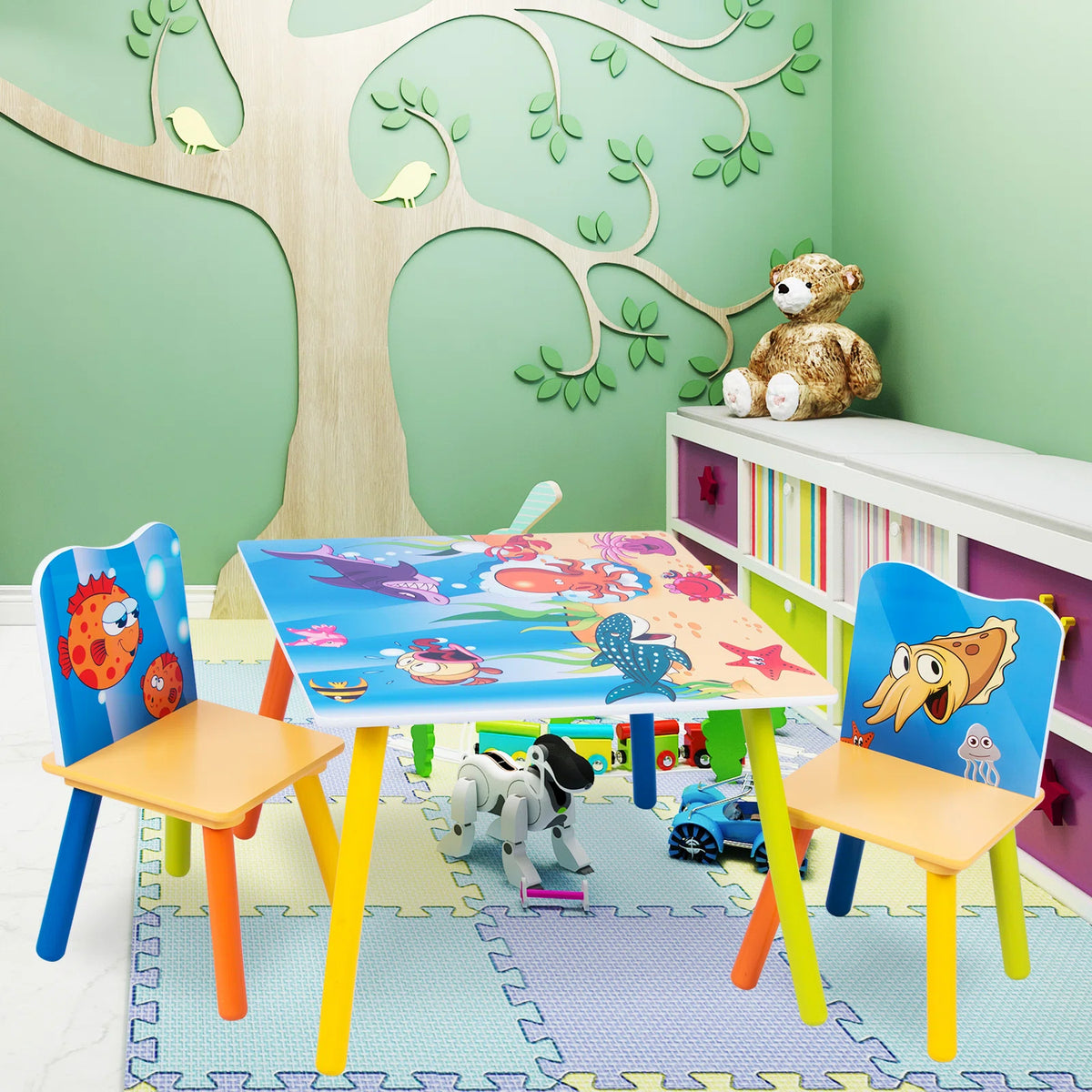 Benbo Kids SEA LIFE gyermekasztal 2 székkel – tengeri állatos