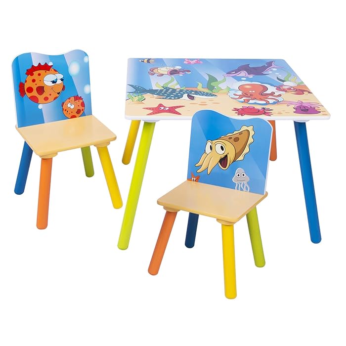 Benbo Kids SEA LIFE gyermekasztal 2 székkel – tengeri állatos