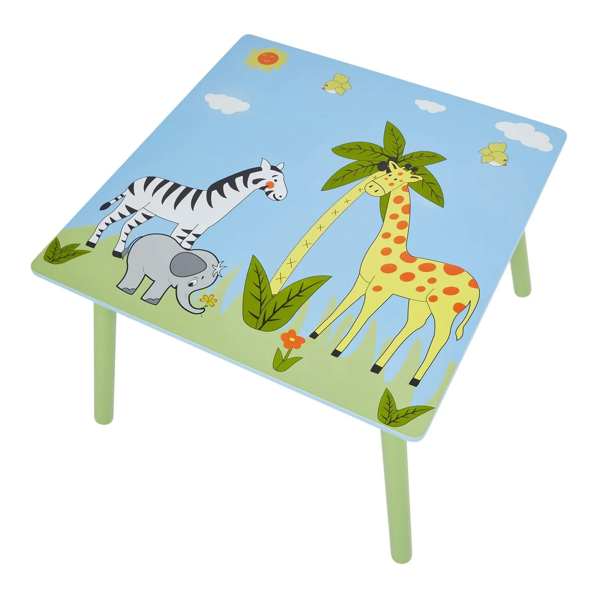 Benbo Kids SAVANNA gyermekasztal 2 székkel – zebra és zsiráf mintával