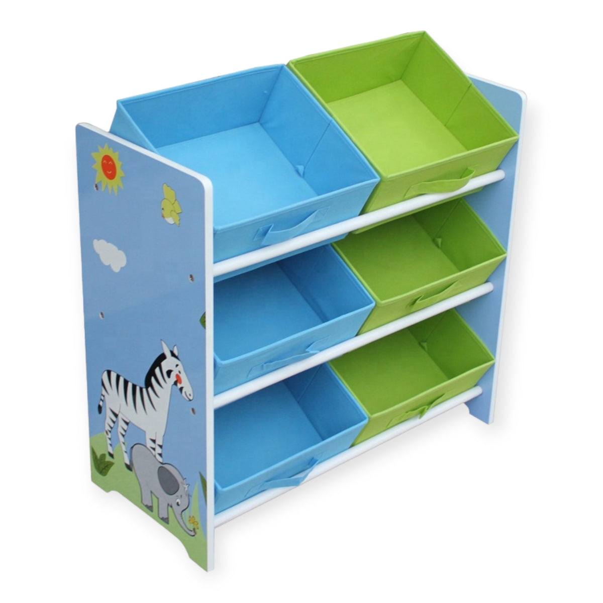 Benbo Kids SAVANNA gyermek játéktároló textil rekeszekkel – zebra és zsiráf mintával