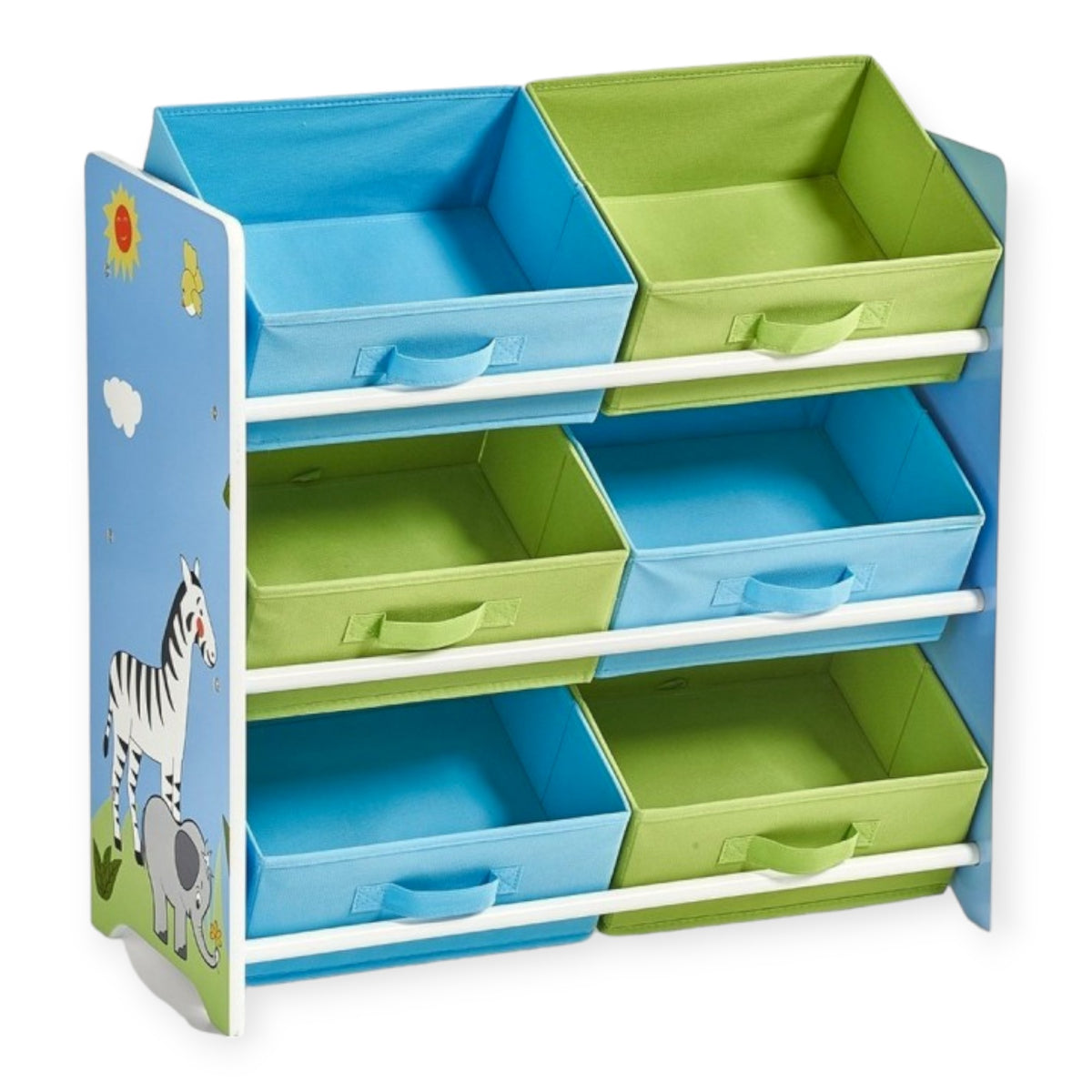 Benbo Kids SAVANNA gyermek játéktároló textil rekeszekkel – zebra és zsiráf mintával