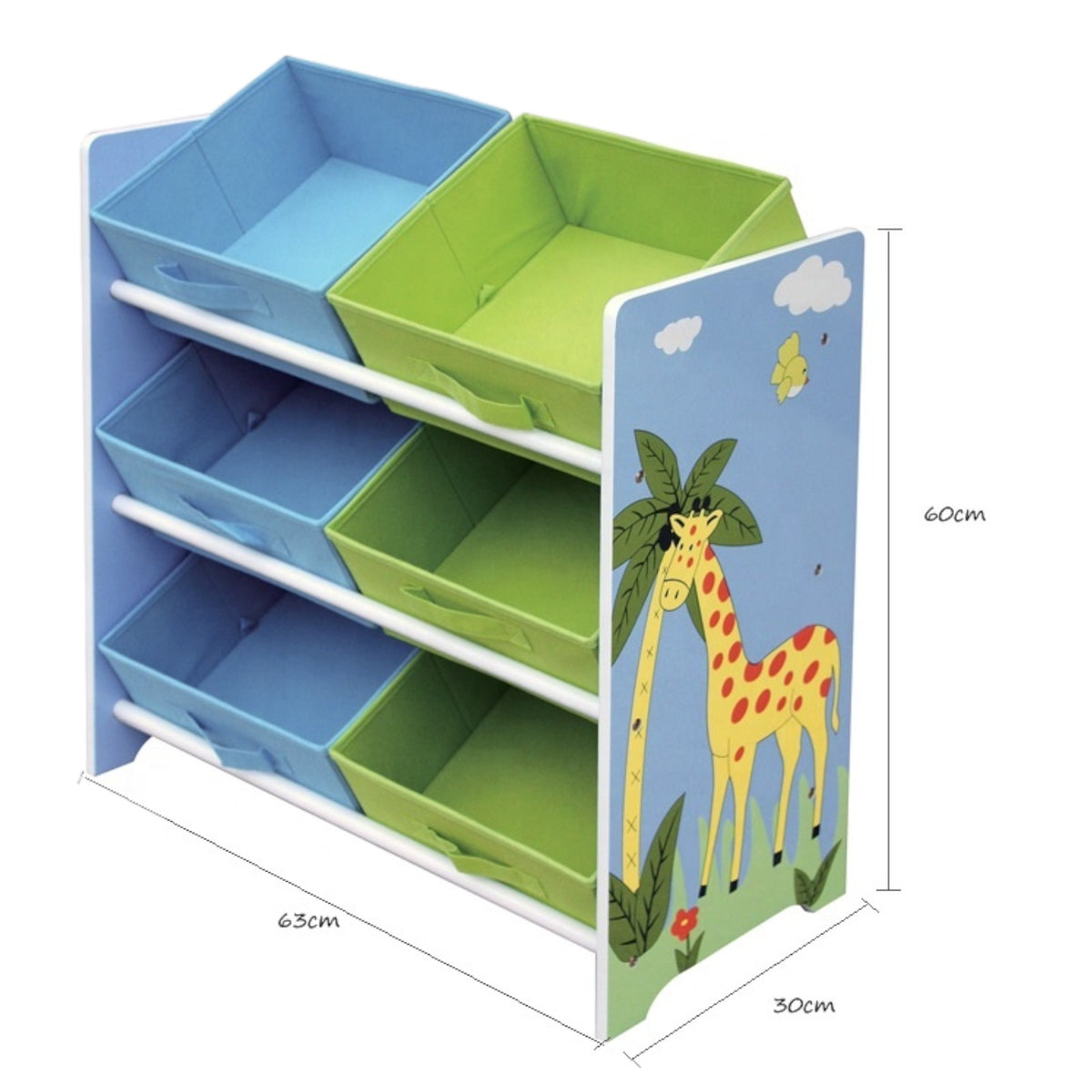 Benbo Kids SAVANNA gyermek játéktároló textil rekeszekkel – zebra és zsiráf mintával