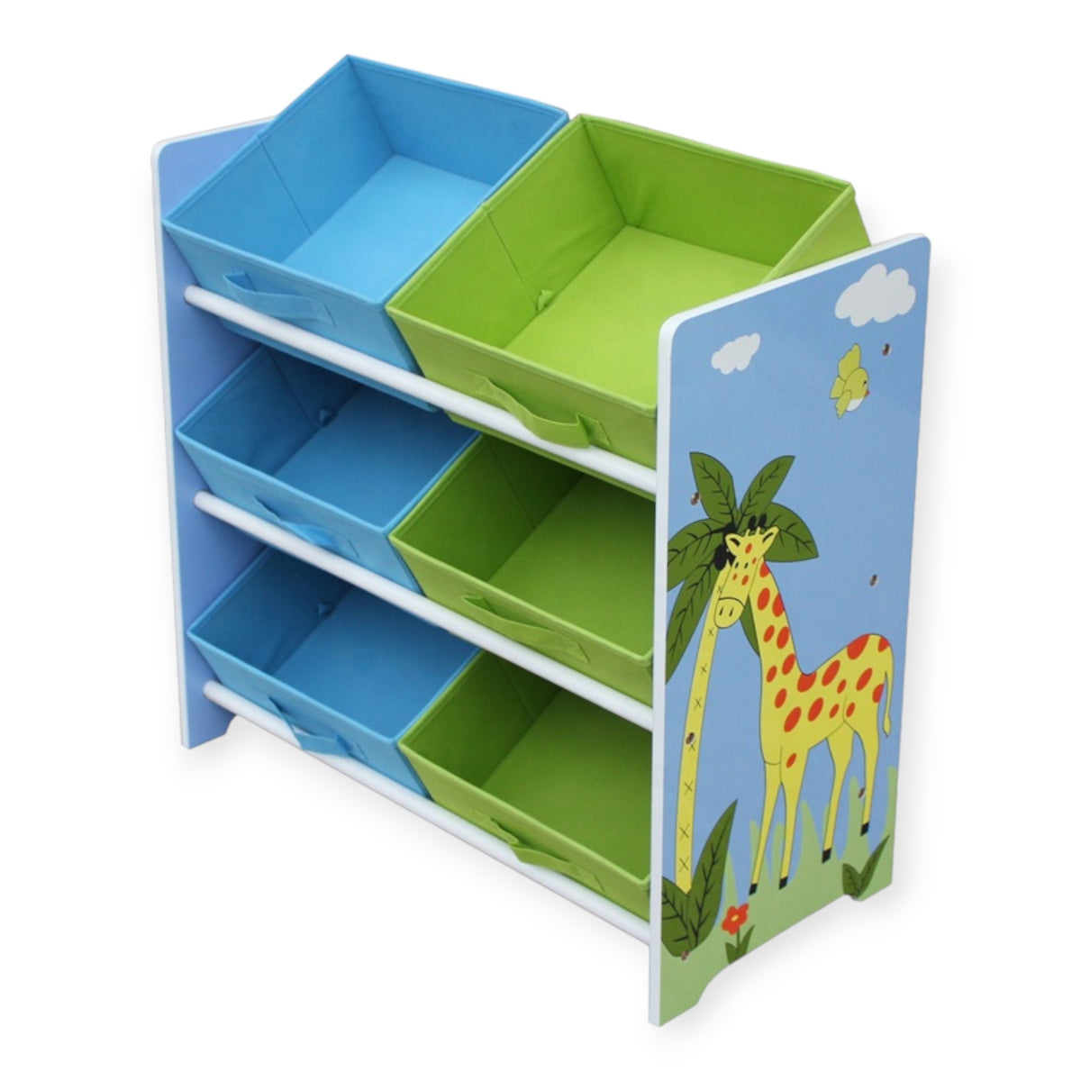 Benbo Kids SAVANNA gyermek játéktároló textil rekeszekkel – zebra és zsiráf mintával