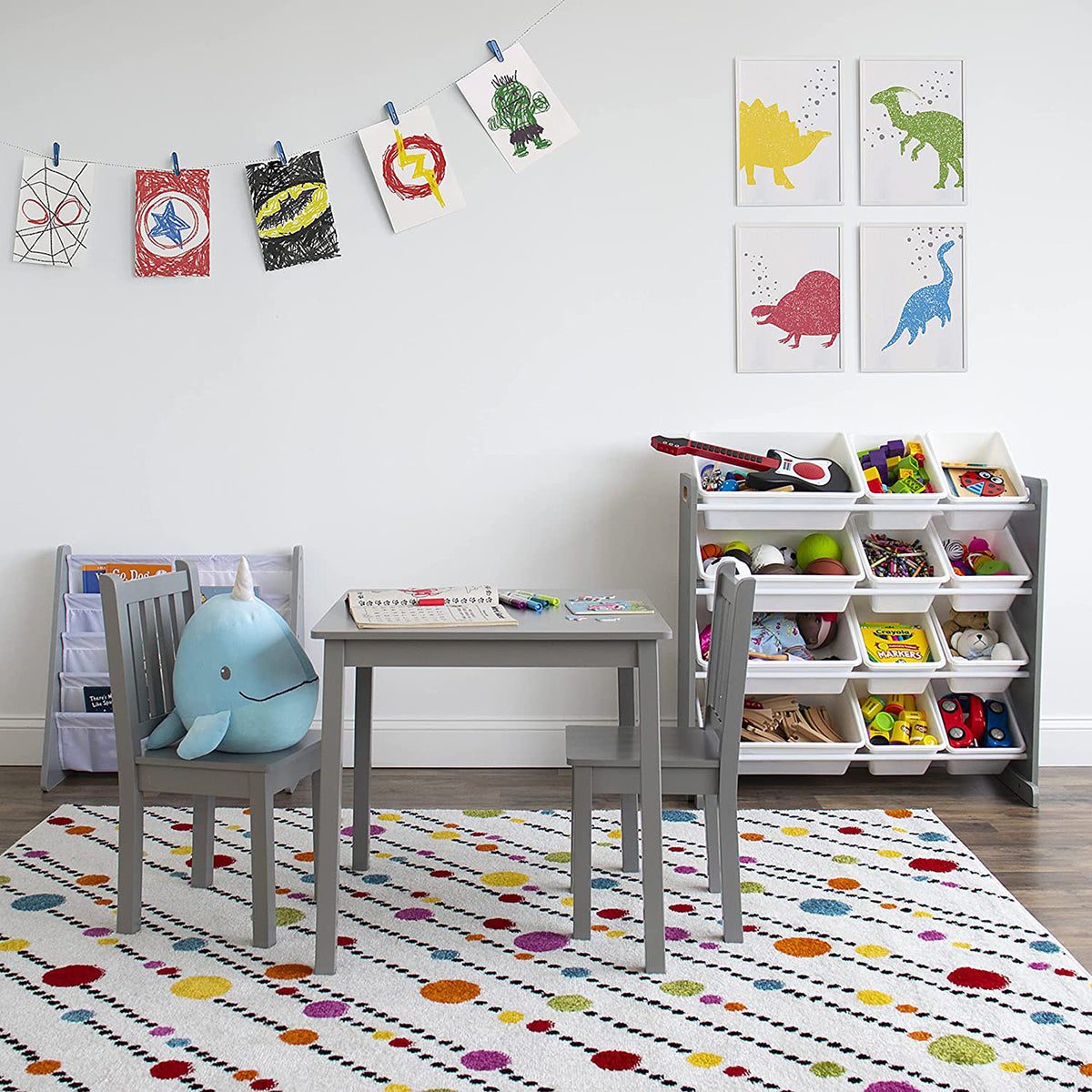 Benbo Kids magasított gyermekasztal 2 székkel – szürke