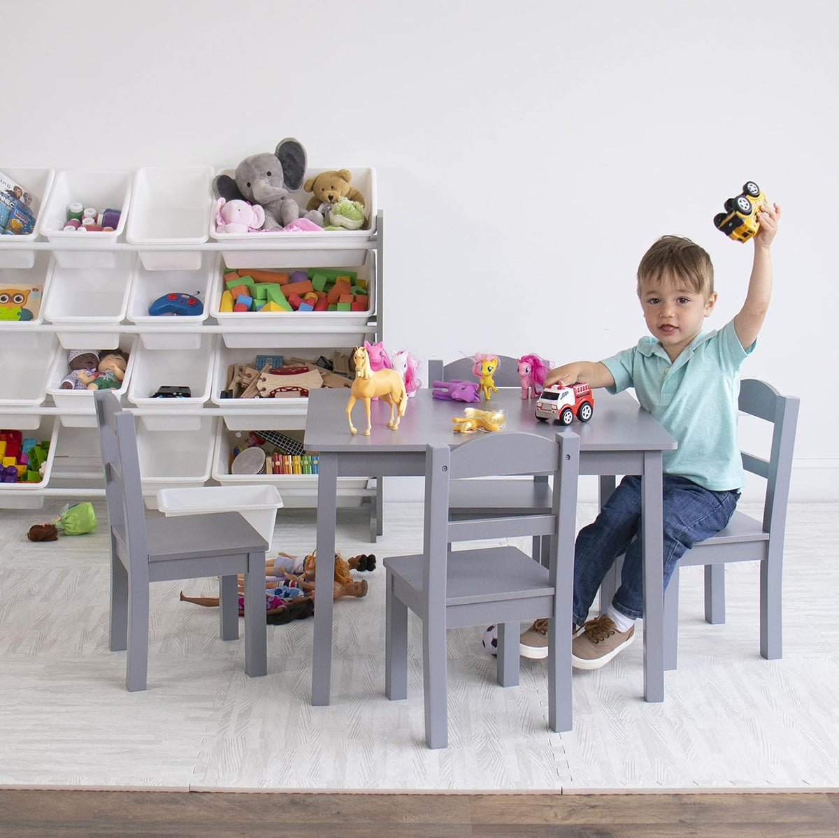 Benbo Kids gyermekasztal 4 székkel – szürke