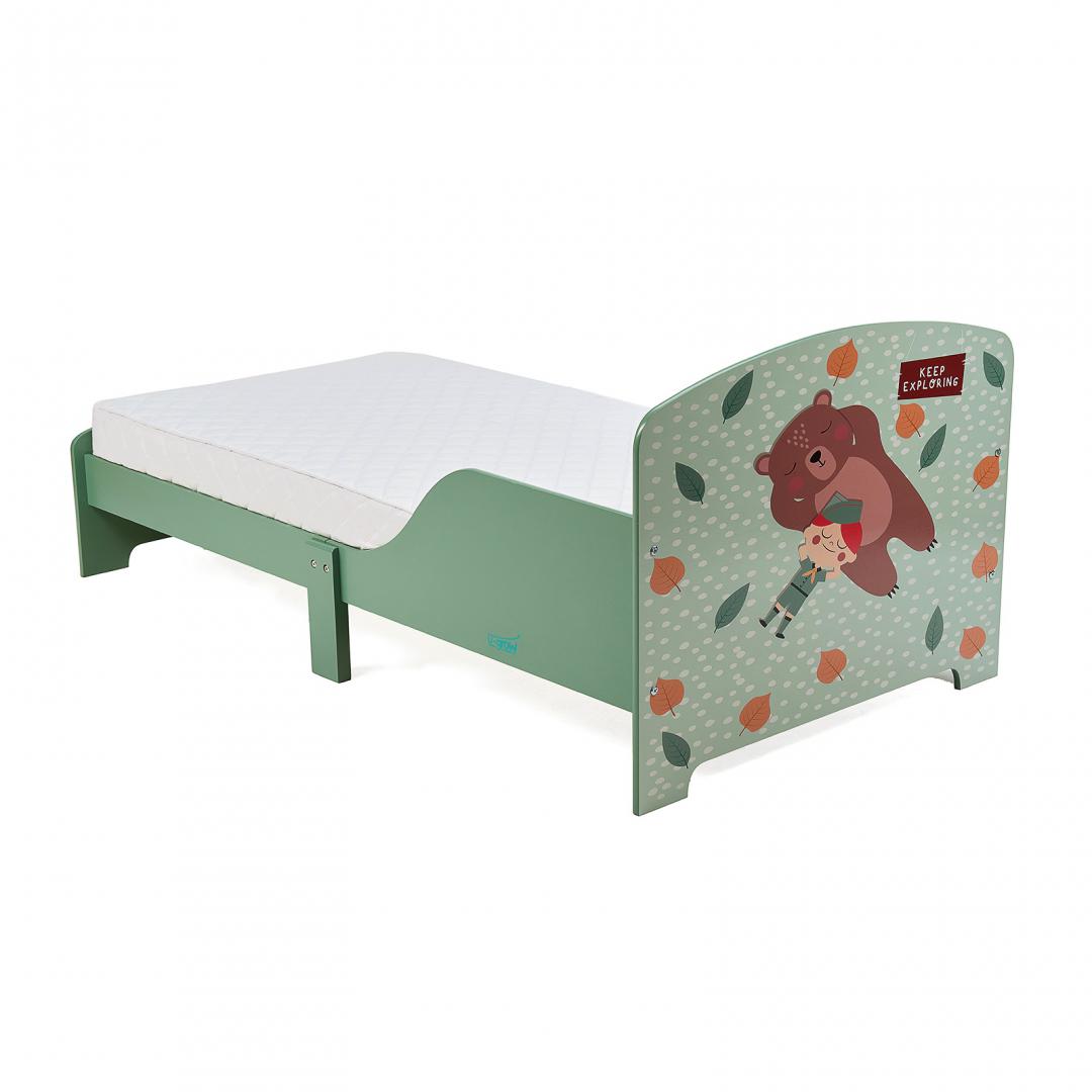 Benbo Kids FOREST gyermekágy leesésgátlóval – mackómintás, 140 × 70 cm-es matrachoz