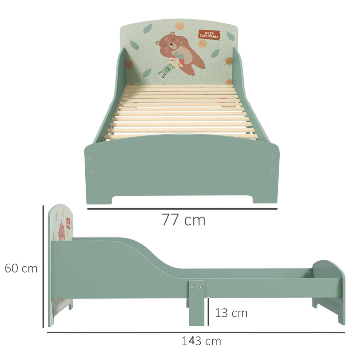 Benbo Kids FOREST gyermekágy leesésgátlóval – mackómintás, 140 × 70 cm-es matrachoz