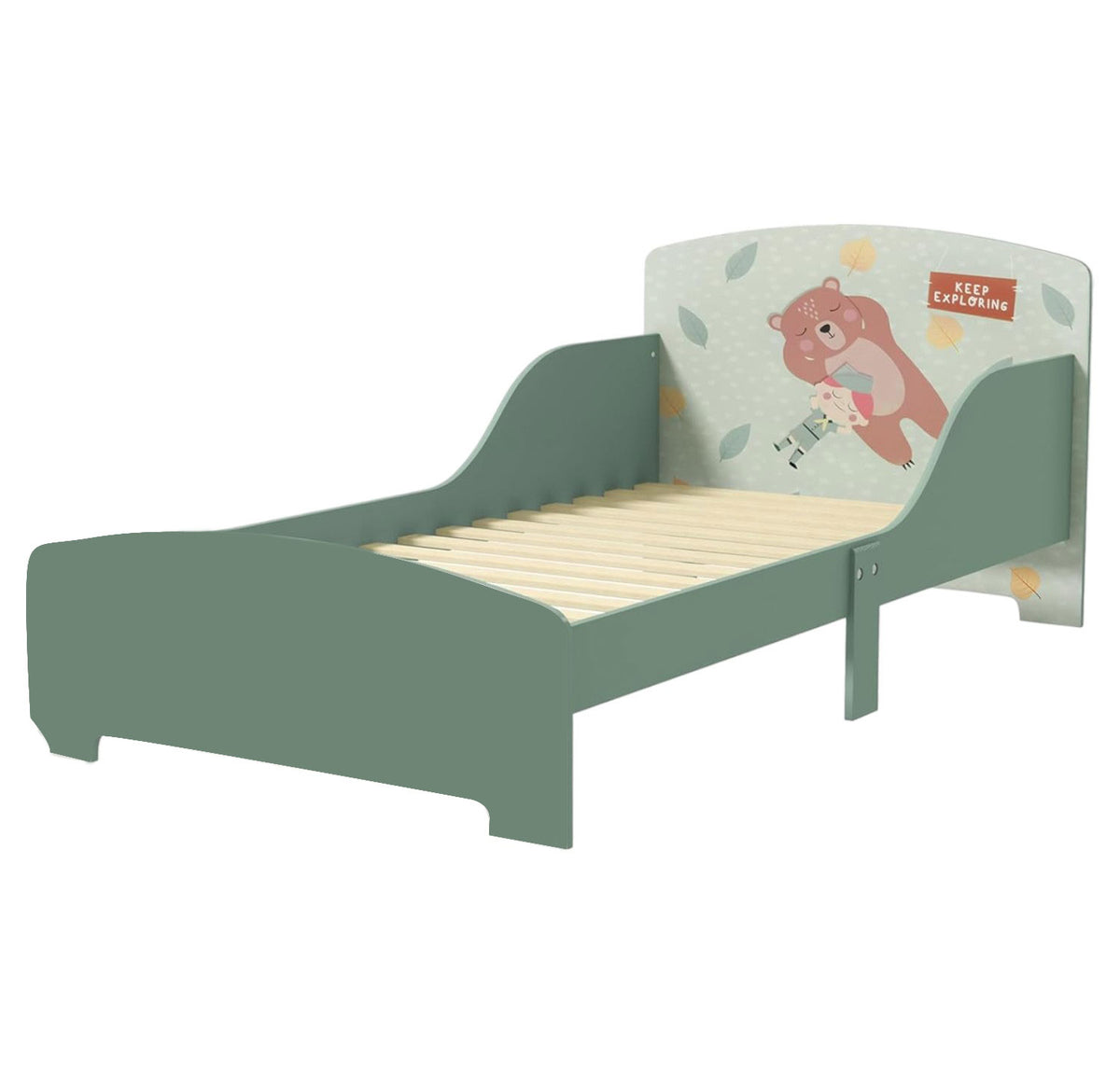 Benbo Kids FOREST gyermekágy leesésgátlóval – mackómintás, 140 × 70 cm-es matrachoz