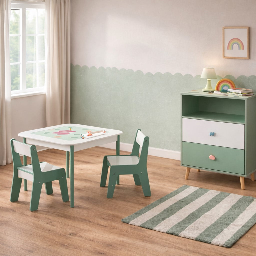 Benbo Kids FOREST gyermek tárolószekrény 2 fiókkal – mackómintás