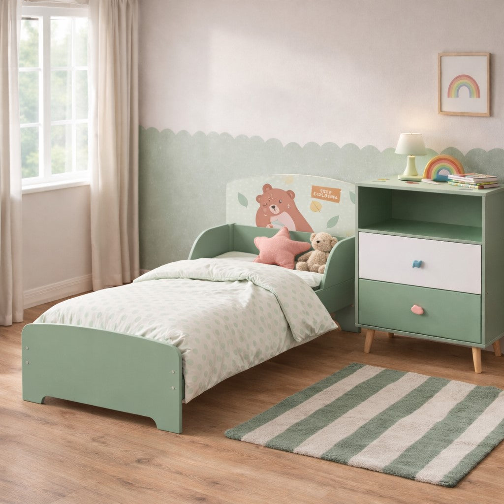 Benbo Kids FOREST gyermek tárolószekrény 2 fiókkal – mackómintás