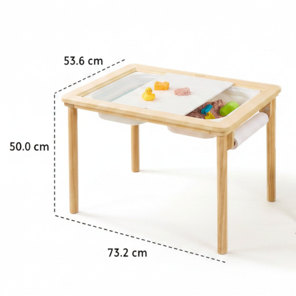 Benbo Kids 5 az 1-ben fa aktivitásasztal 2 székkel, rajztáblával, papírtekerccsel és tárolódobozokkal
