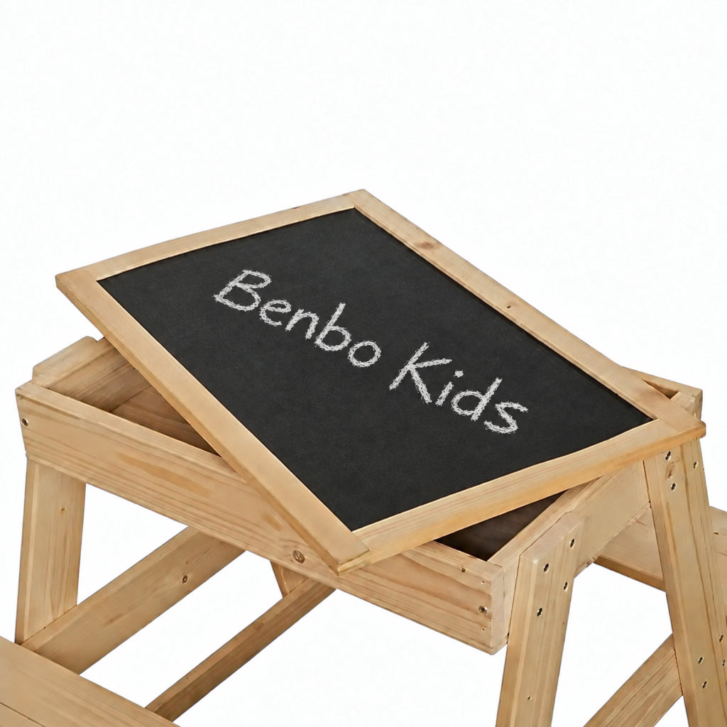 Benbo Kids kerti gyermek piknikasztal krétatáblával és tároló-/homokozórésszel