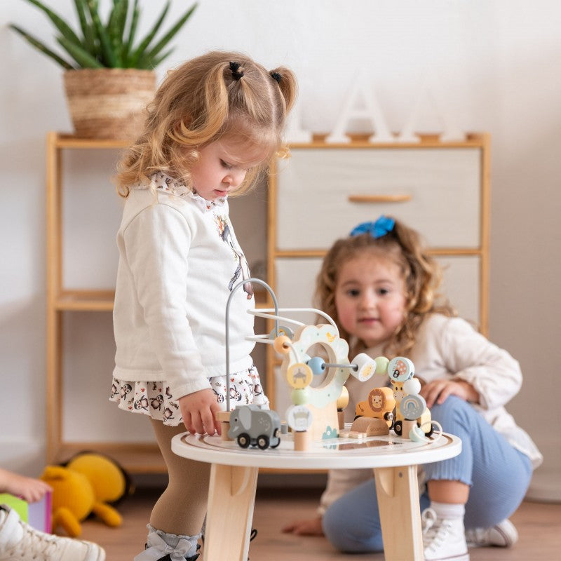 Benbo Kids fa aktivitásasztal 3D gyöngylabirintussal és játék vonattal – 12 hónapos kortól