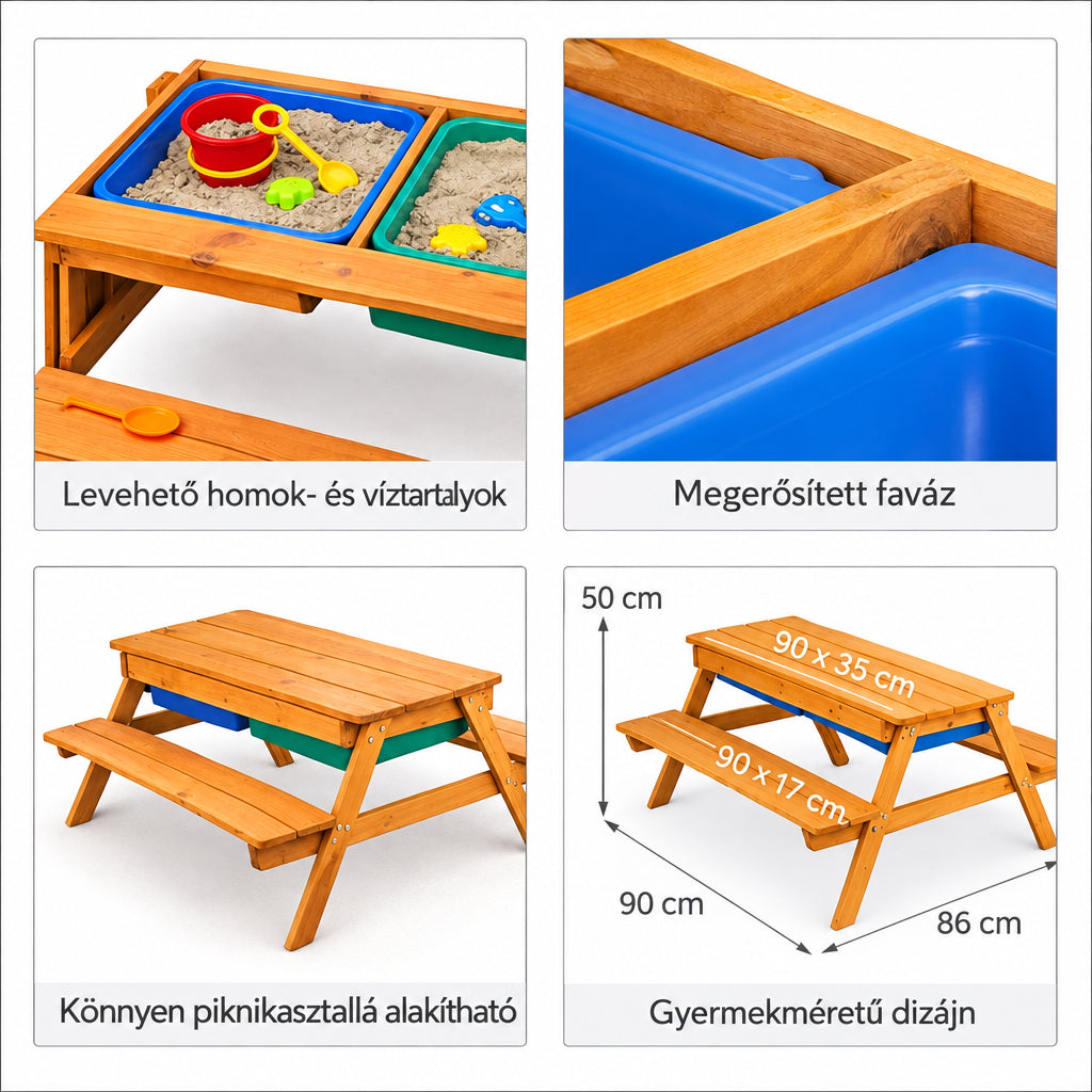 Benbo Kids fa gyermek homokozó és piknikasztal egyben