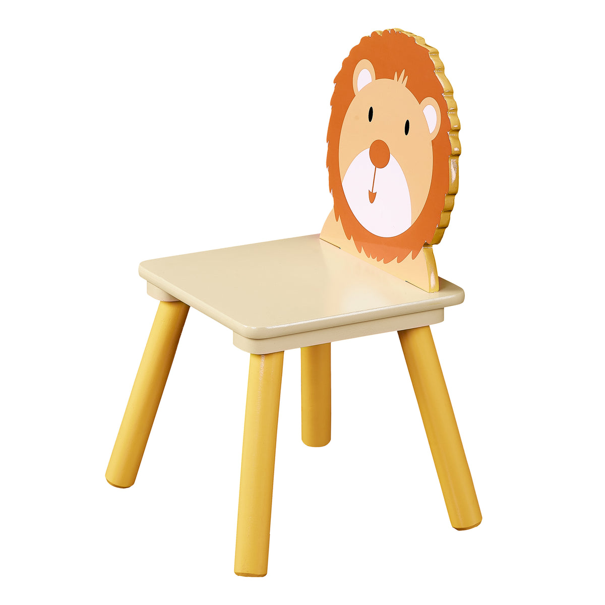 Benbo Kids ANIMALS gyermekasztal 2 székkel – natúr, oroszlán és majom mintával