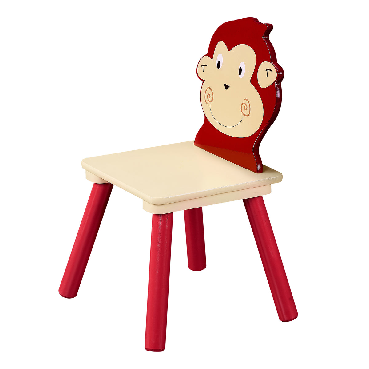 Benbo Kids ANIMALS gyermekasztal 2 székkel – natúr, oroszlán és majom mintával