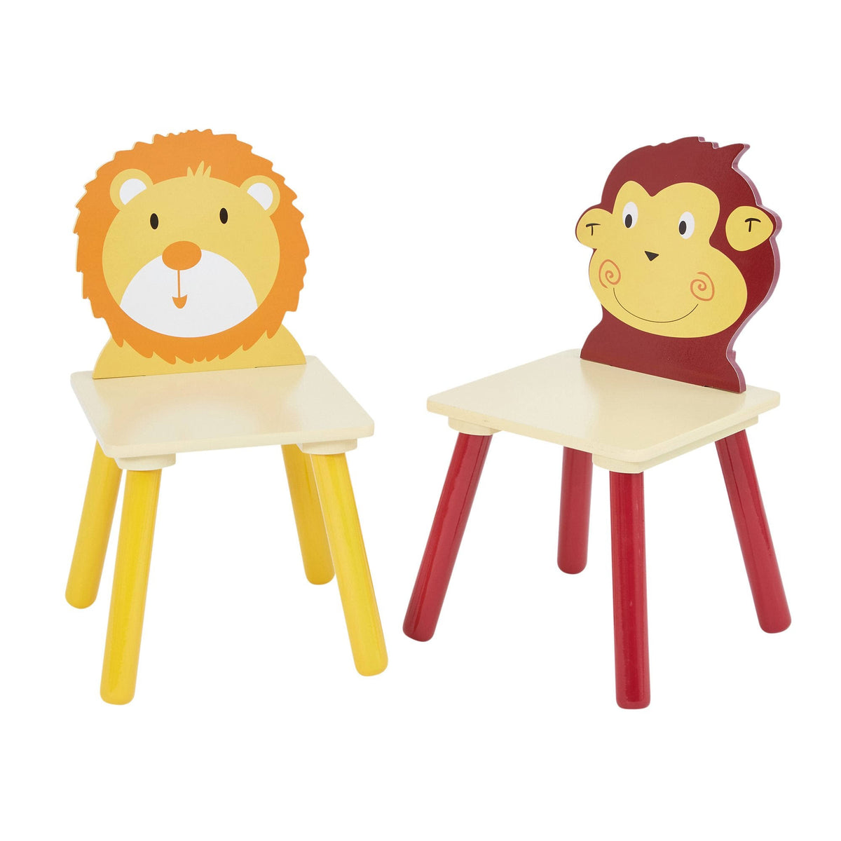 Benbo Kids ANIMALS gyermekasztal 2 székkel – natúr, oroszlán és majom mintával