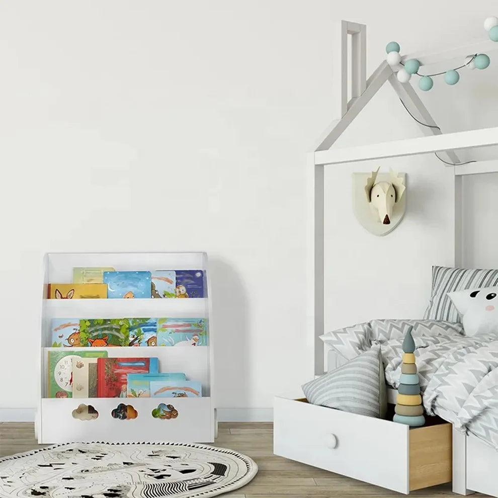 Benbo Kids CLOUD gyermek könyvespolc 3 rekesszel – fehér, felhő formájú