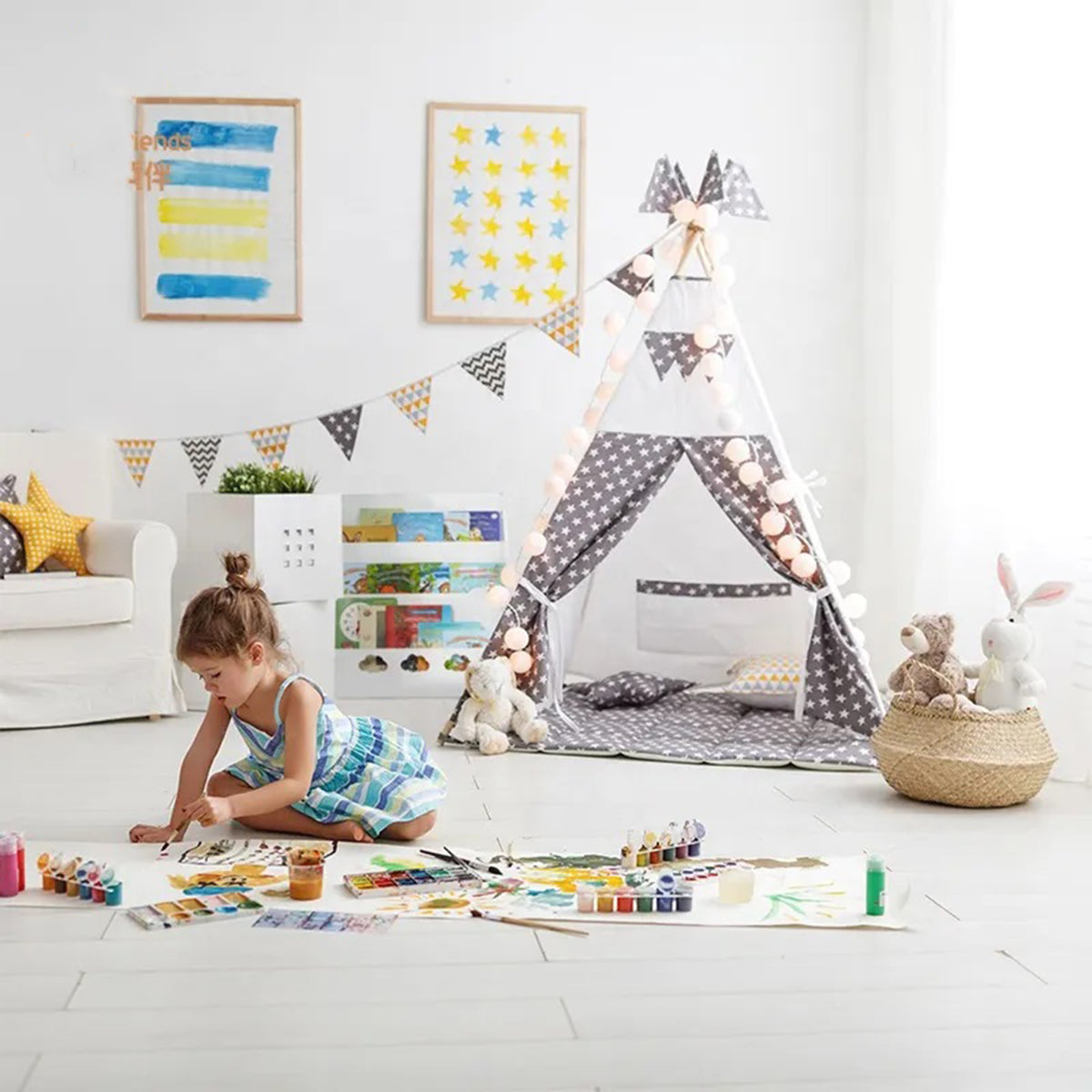 Benbo Kids CLOUD gyermek könyvespolc 3 rekesszel – fehér, felhő formájú