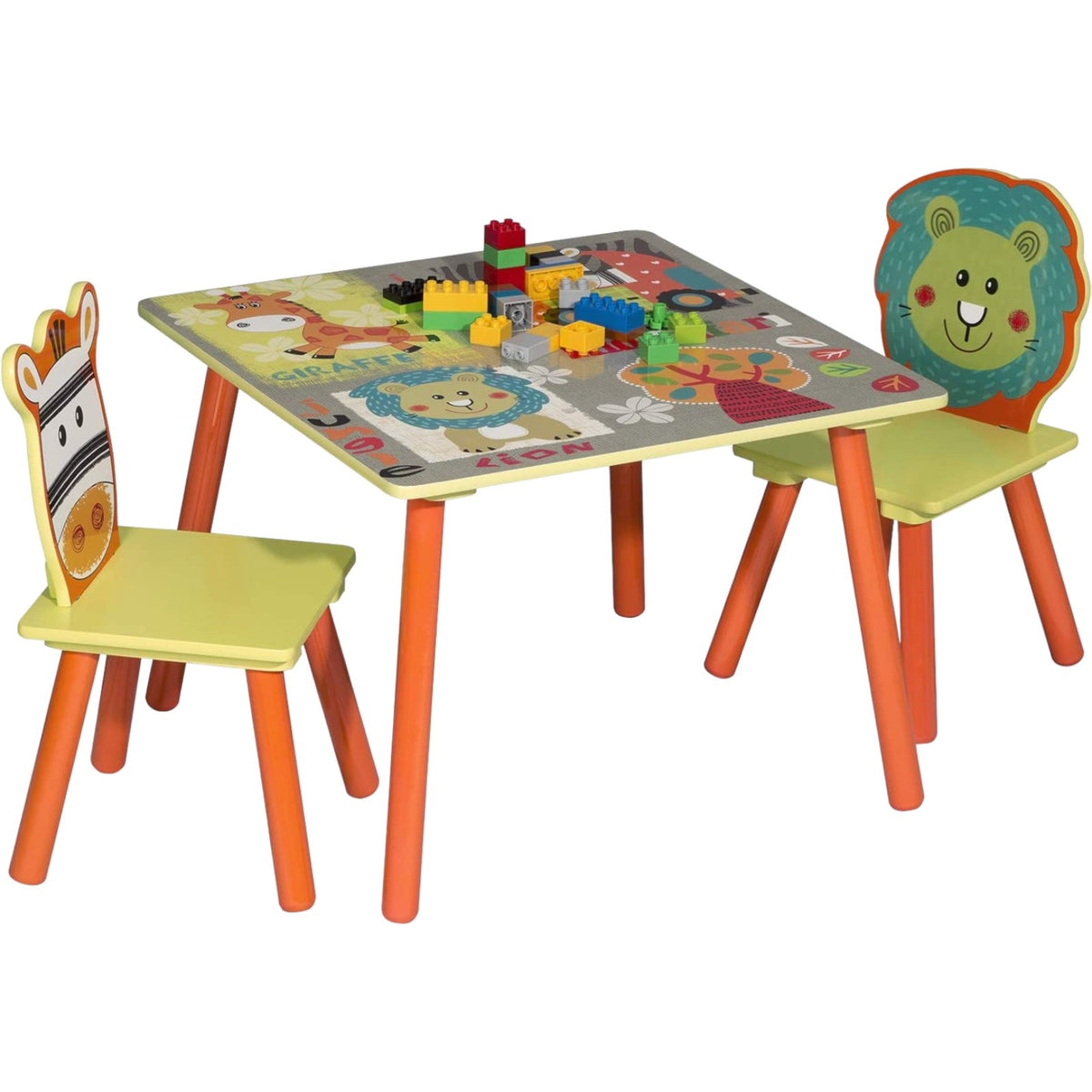 Benbo Kids SAFARI gyermekasztal 2 székkel – zöld, dzsungelállatos