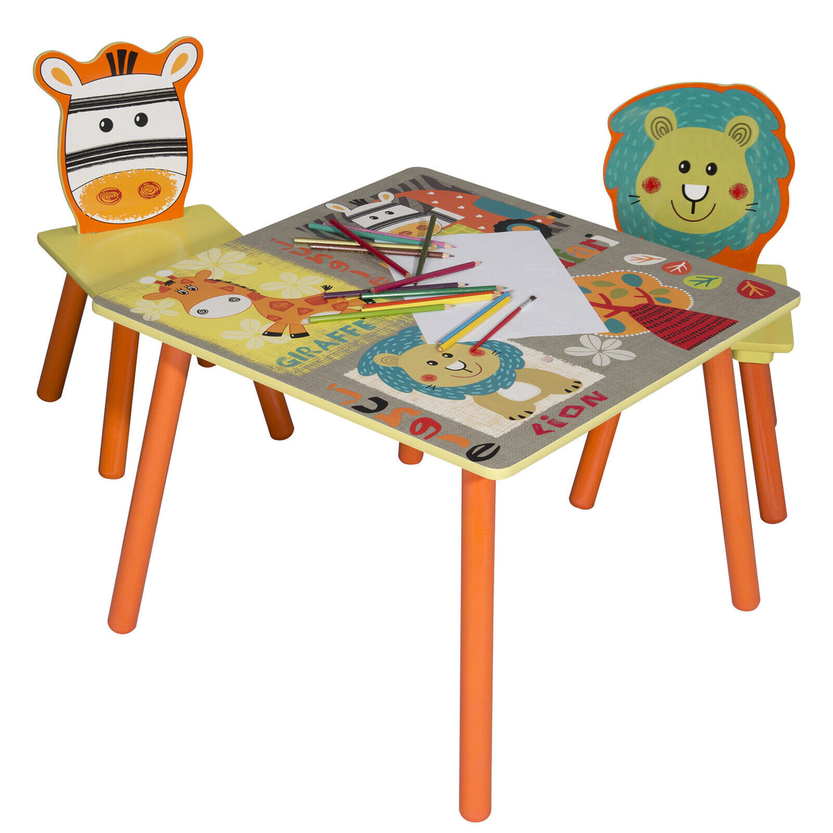 Benbo Kids SAFARI gyermekasztal 2 székkel – zöld, dzsungelállatos